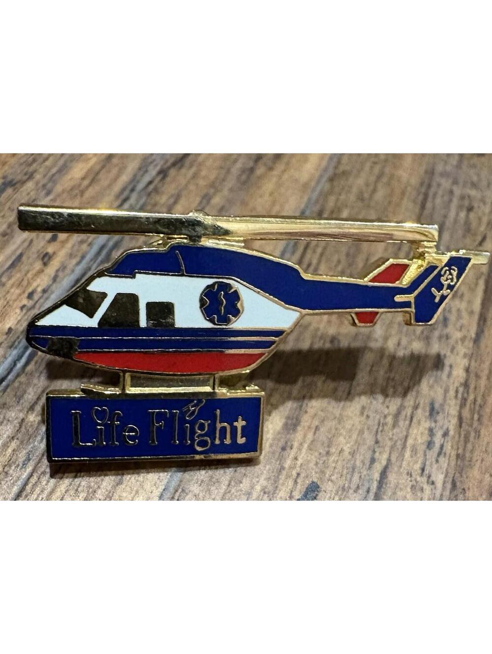 Life Flight EMS Helicopter Lapel Pin Tie Tack Red White Blue Logo Air Ambulance